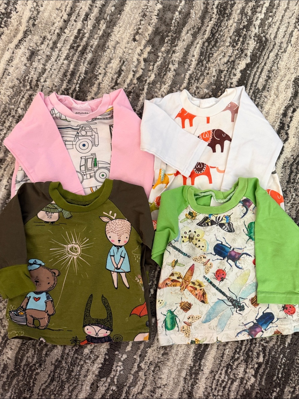 Baby Long Sleeve Onesies Pack - Pink, White, Green, Olive